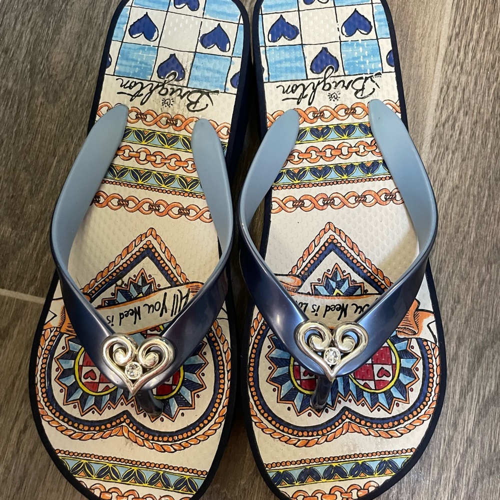 Brighton Blue and Cream Sandals with Intricate Design